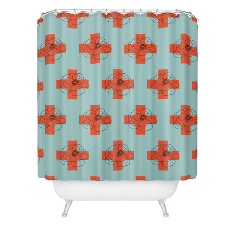 Morgan Kendall orange cross Shower Curtain