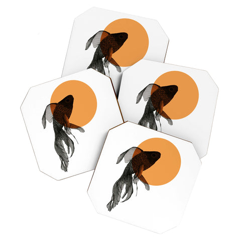 Morgan Kendall orange goldfish Coaster Set