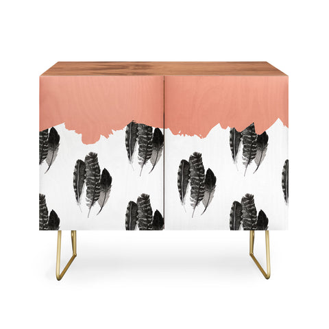 Morgan Kendall painted feathers Credenza