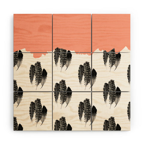 Morgan Kendall painted feathers Wood Wall Mural