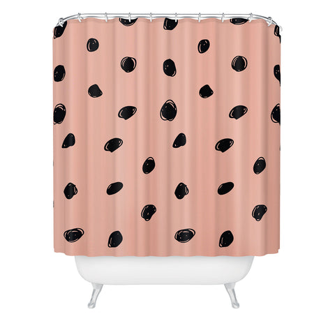 Morgan Kendall pink and black scribbles Shower Curtain