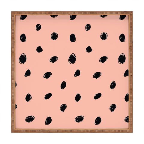 Morgan Kendall pink and black scribbles Square Tray