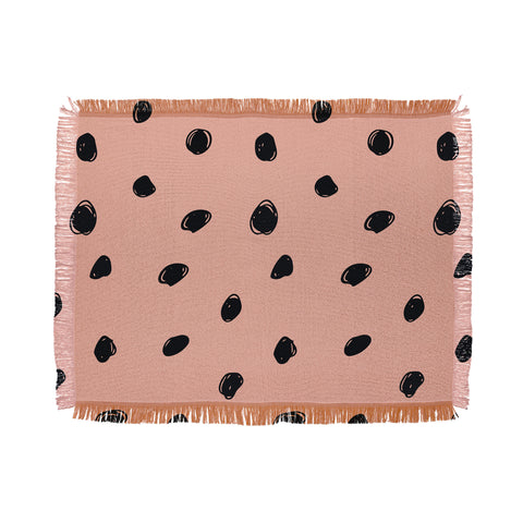 Morgan Kendall pink and black scribbles Throw Blanket
