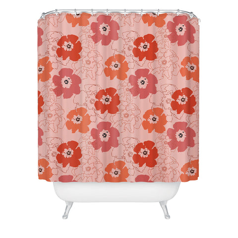Morgan Kendall pink flower power Shower Curtain
