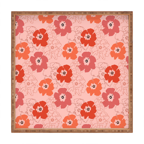 Morgan Kendall pink flower power Square Tray