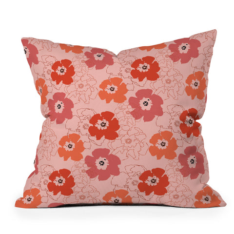 Morgan Kendall pink flower power Throw Pillow