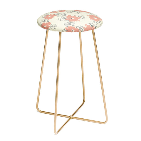 Morgan Kendall pink painted flowers Counter Stool
