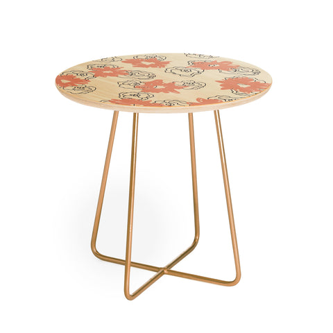 Morgan Kendall pink painted flowers Round Side Table