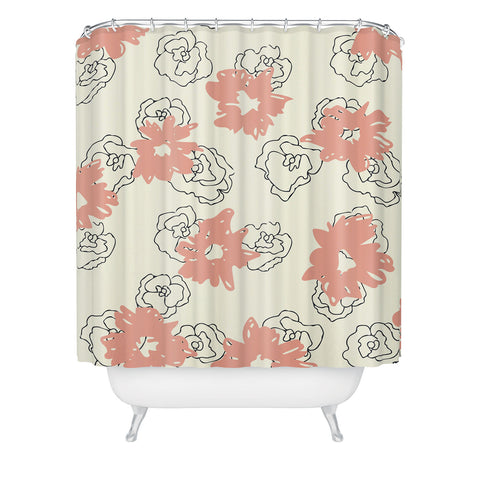 Morgan Kendall pink painted flowers Shower Curtain