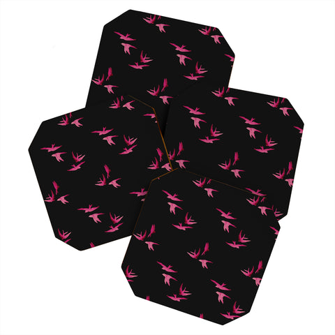 Morgan Kendall pink sparrows Coaster Set