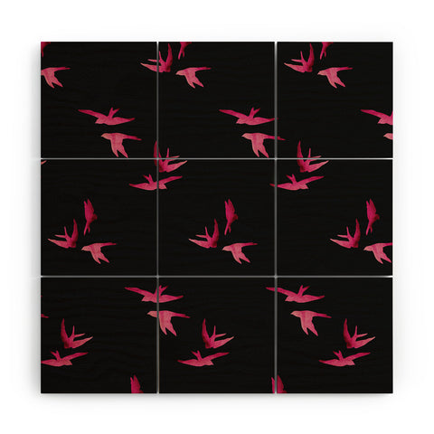 Morgan Kendall pink sparrows Wood Wall Mural
