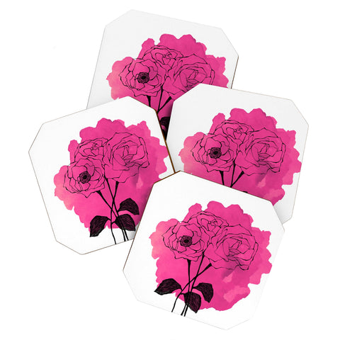 Morgan Kendall pink spray roses Coaster Set