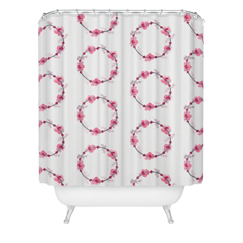 Morgan Kendall pink wreaths Shower Curtain