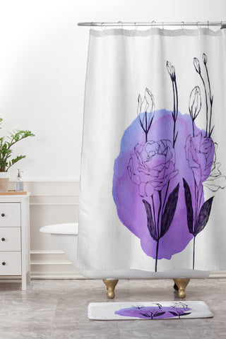 Morgan Kendall purple lisianthus Shower Curtain And Mat