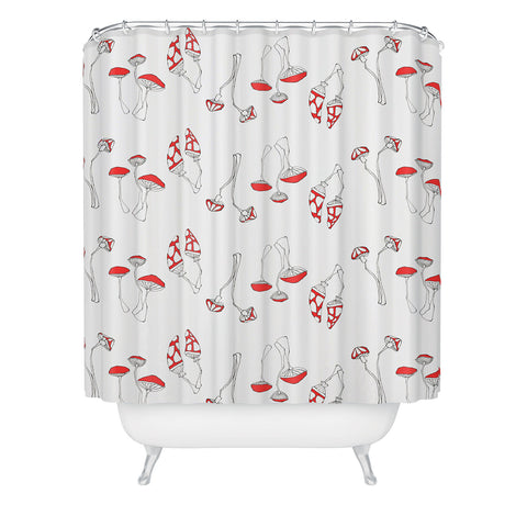 Morgan Kendall red mushrooms Shower Curtain