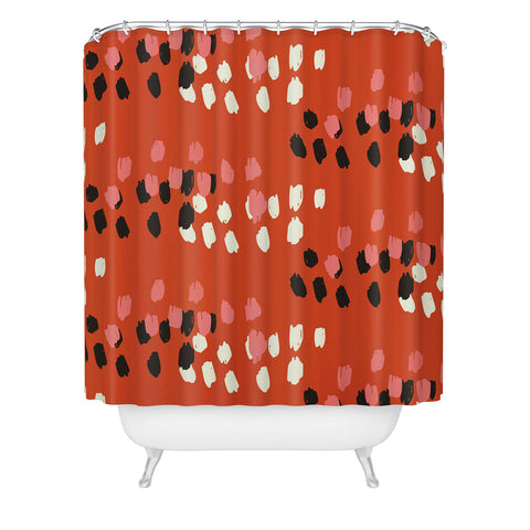 Morgan Kendall red scribbles Shower Curtain