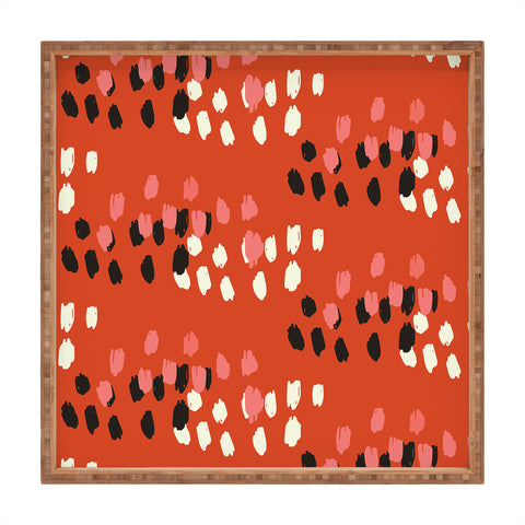 Morgan Kendall red scribbles Square Tray