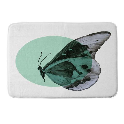 Morgan Kendall turquiose butterfly Memory Foam Bath Mat