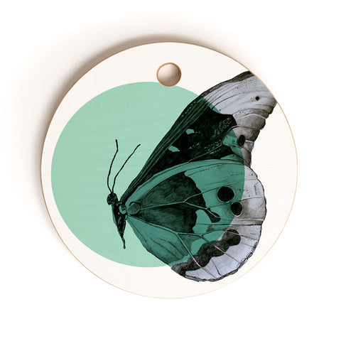 Morgan Kendall turquiose butterfly Cutting Board Round