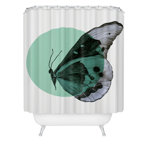 Morgan Kendall turquiose butterfly Shower Curtain