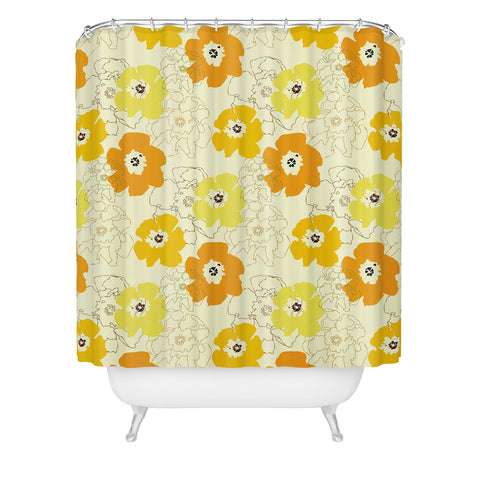 Morgan Kendall yellow flower power Shower Curtain