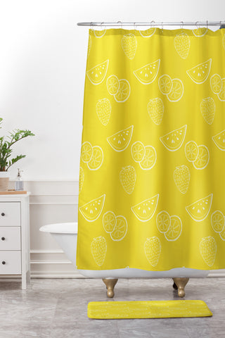 Morgan Kendall yellow summer fruit Shower Curtain And Mat