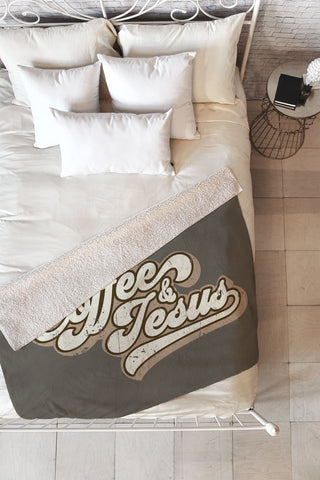 move-mtns Coffee and Jesus Fleece Throw Blanket