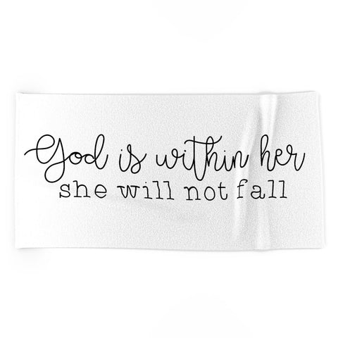 move-mtns God Is Within Her Beach Towel