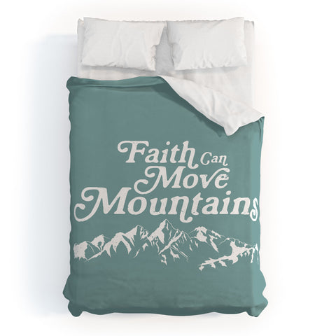 move-mtns Retro Faith can Move Mountains Duvet Cover