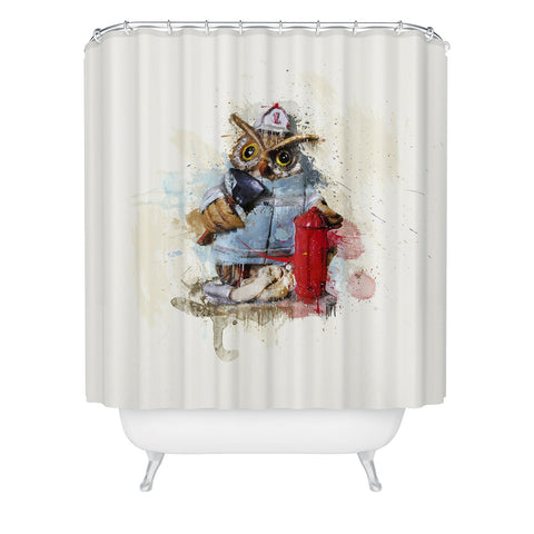Msimioni Fire Owl Shower Curtain