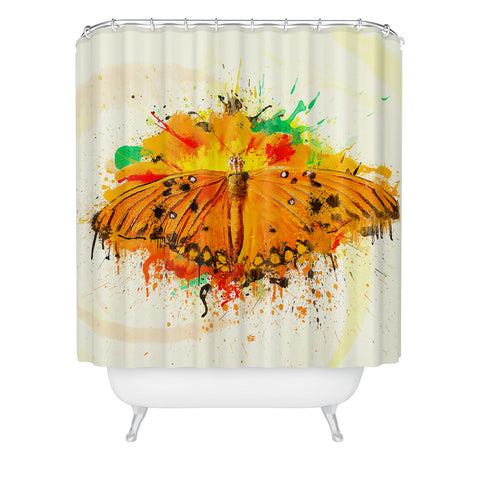 Msimioni Orange Butterfly Shower Curtain