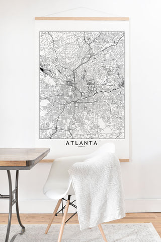 multipliCITY Atlanta White Map Art Print And Hanger