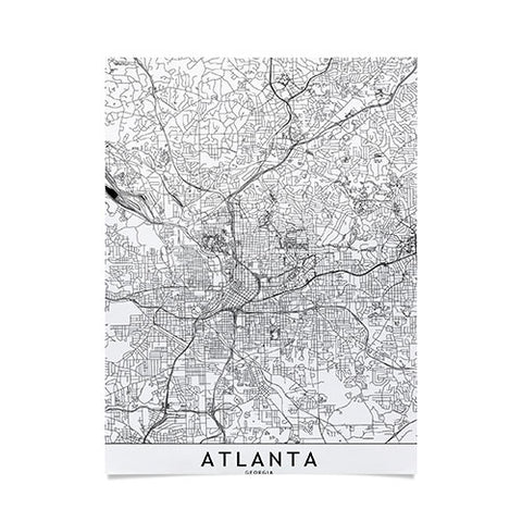 multipliCITY Atlanta White Map Poster
