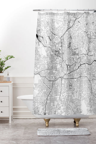multipliCITY Atlanta White Map Shower Curtain And Mat