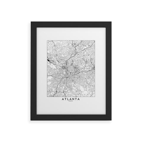 multipliCITY Atlanta White Map Framed Art Print