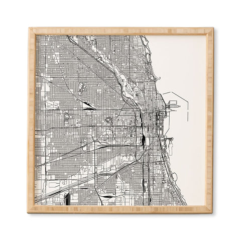 multipliCITY Chicago White Map Framed Wall Art
