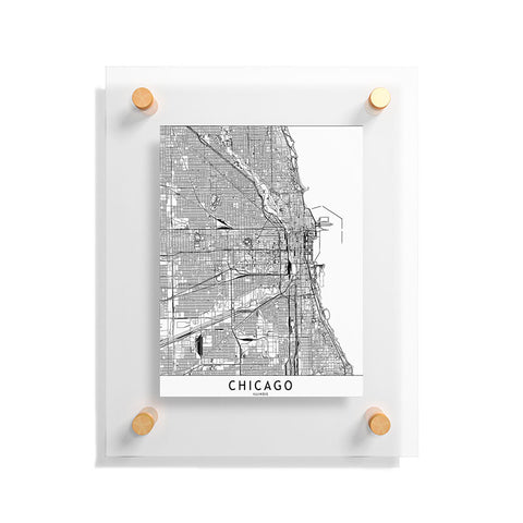 multipliCITY Chicago White Map Floating Acrylic Print