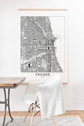 multipliCITY Chicago White Map Art Print And Hanger