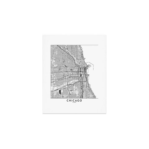 multipliCITY Chicago White Map Art Print