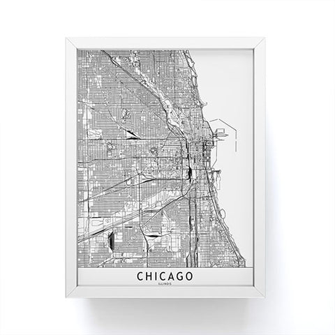 multipliCITY Chicago White Map Framed Mini Art Print