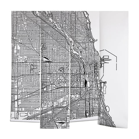 multipliCITY Chicago White Map Wall Mural