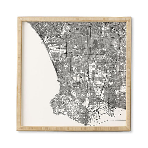 multipliCITY Los Angeles White Map Framed Wall Art