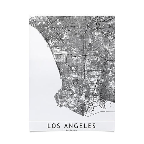 multipliCITY Los Angeles White Map Poster