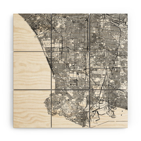 multipliCITY Los Angeles White Map Wood Wall Mural