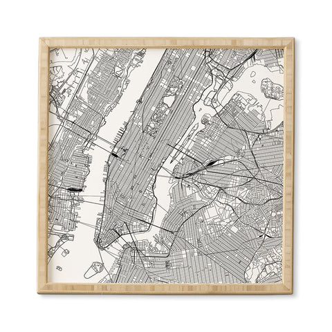 multipliCITY New York City White Map Framed Wall Art