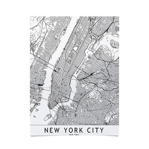 multipliCITY New York City White Map Poster