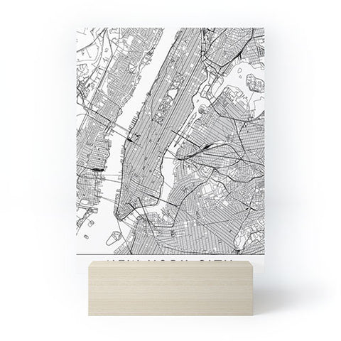 multipliCITY New York City White Map Mini Art Print