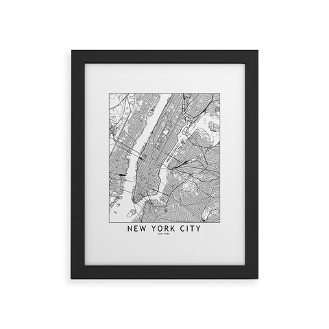 multipliCITY New York City White Map Framed Art Print