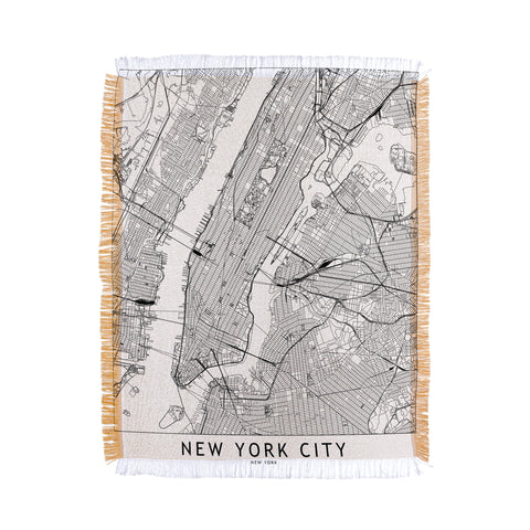 multipliCITY New York City White Map Throw Blanket