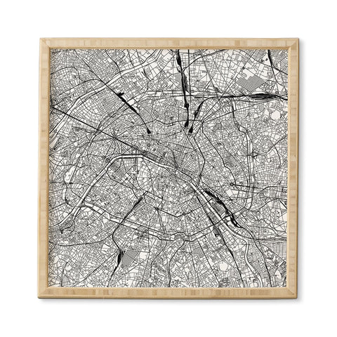 multipliCITY Paris White Map Framed Wall Art